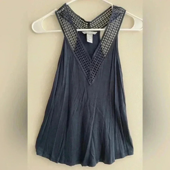 H&M V-Neck Racerback Tank with Triangular Cutouts, Women’s Size XS, Navy Blue - Picture 2 of 8